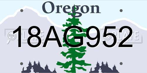 18AG952 Oregon License Plate
