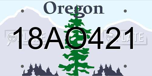 18AO421 Oregon License Plate