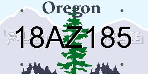 18AZ185 Oregon License Plate