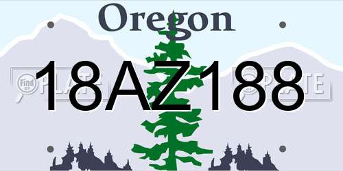 18AZ188 Oregon License Plate
