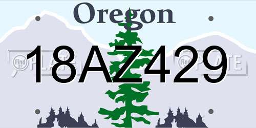 18AZ429 Oregon License Plate