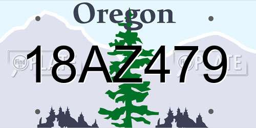 18AZ479 Oregon License Plate