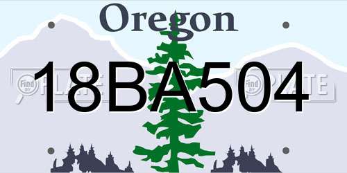 18BA504 Oregon License Plate