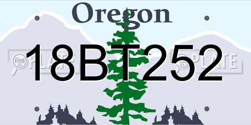 18BT252 Oregon License Plate