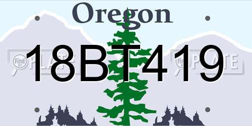 18BT419 Oregon License Plate
