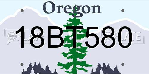 18BT580 Oregon License Plate