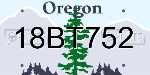 18BT752 Oregon License Plate