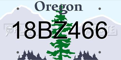 18BZ466 Oregon License Plate