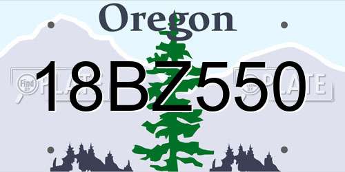 18BZ550 Oregon License Plate