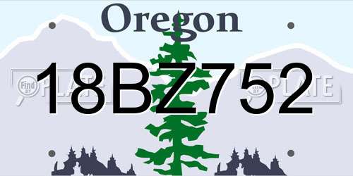 18BZ752 Oregon License Plate
