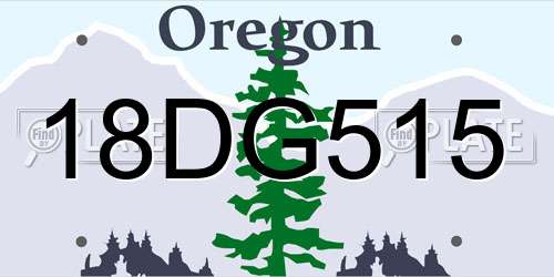 18DG515 Oregon License Plate