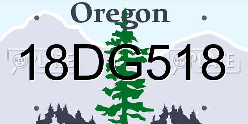 18DG518 Oregon License Plate