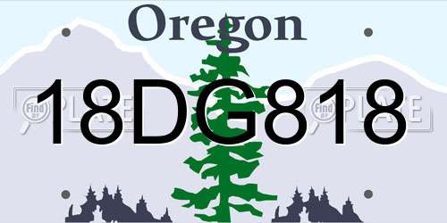18DG818 Oregon License Plate