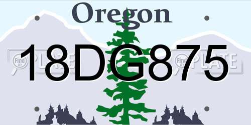 18DG875 Oregon License Plate