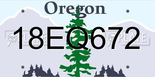 18EQ672 Oregon License Plate