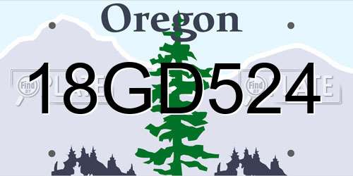 18GD524 Oregon License Plate