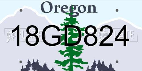 18GD824 Oregon License Plate