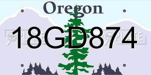 18GD874 Oregon License Plate