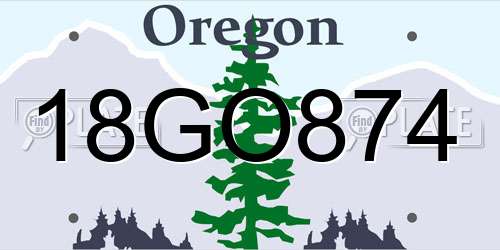 18GO874 Oregon License Plate