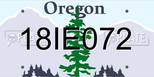 18IE072 Oregon License Plate