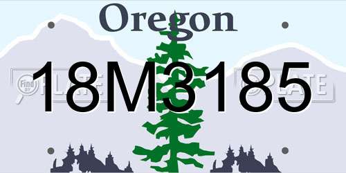 18M3185 Oregon License Plate