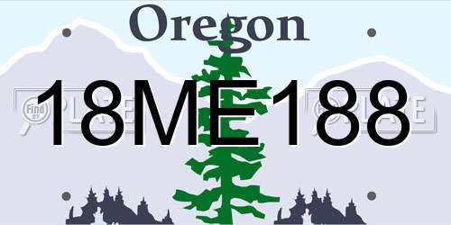 18ME188 Oregon License Plate