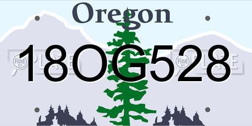 18OG528 Oregon License Plate