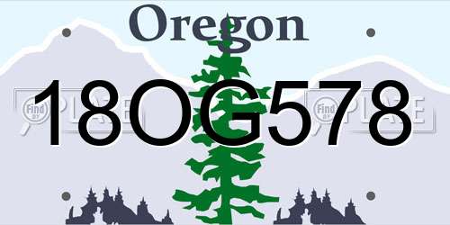 18OG578 Oregon License Plate