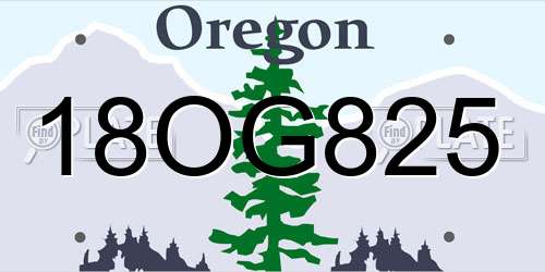 18OG825 Oregon License Plate