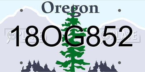 18OG852 Oregon License Plate