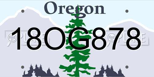 18OG878 Oregon License Plate