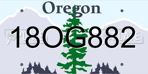 18OG882 Oregon License Plate
