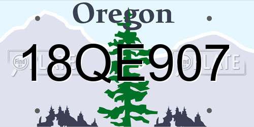 18QE907 Oregon License Plate
