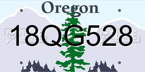18QG528 Oregon License Plate
