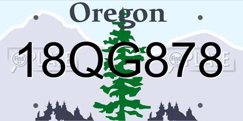 18QG878 Oregon License Plate