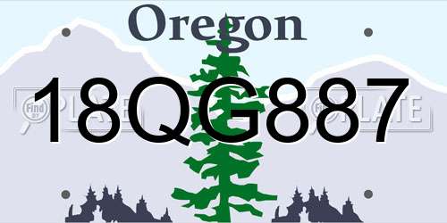 18QG887 Oregon License Plate
