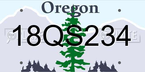 18QS234 Oregon License Plate