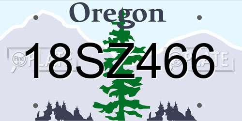 18SZ466 Oregon License Plate