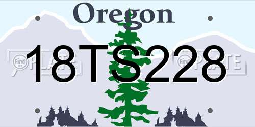 18TS228 Oregon License Plate