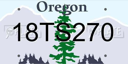 18TS270 Oregon License Plate