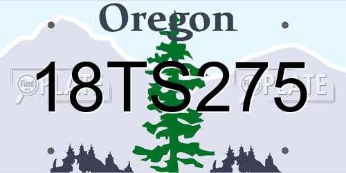 18TS275 Oregon License Plate