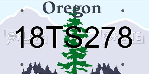 18TS278 Oregon License Plate