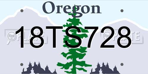 18TS728 Oregon License Plate
