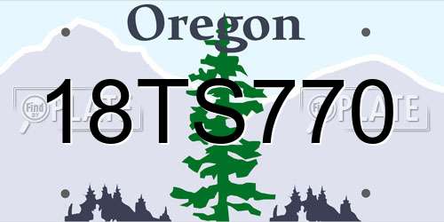 18TS770 Oregon License Plate