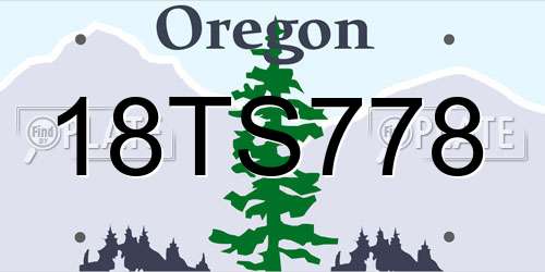 18TS778 Oregon License Plate