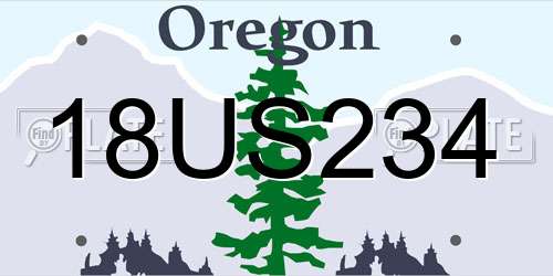 18US234 Oregon License Plate