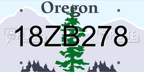 18ZB278 Oregon License Plate