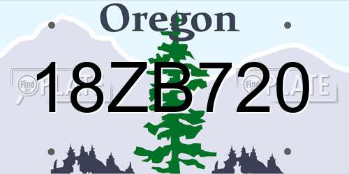 18ZB720 Oregon License Plate