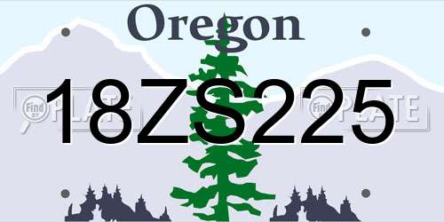 18ZS225 Oregon License Plate