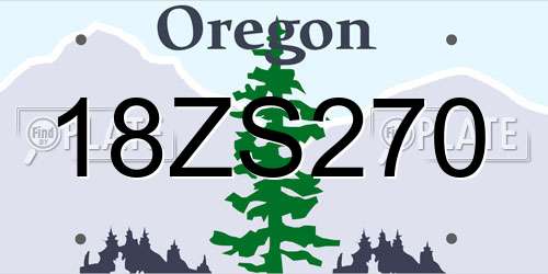 18ZS270 Oregon License Plate